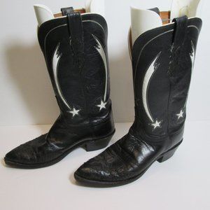 Lucchese 1883 Shooting Star Black Leather Boa Snake Toe Western Cowboy Boots 8 B